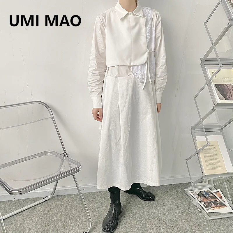 Umi Mao Yamamoto Dark Men'S Japanese Layup Fake Due Pezzi Camicie Lunghe Personalizzate Costume Da Palcoscenico Piccolo Designer Style Femme