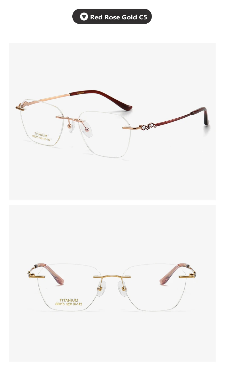 Oveliness Women's Rimless Flat Top Oval Titanium Eyeglasses Collection