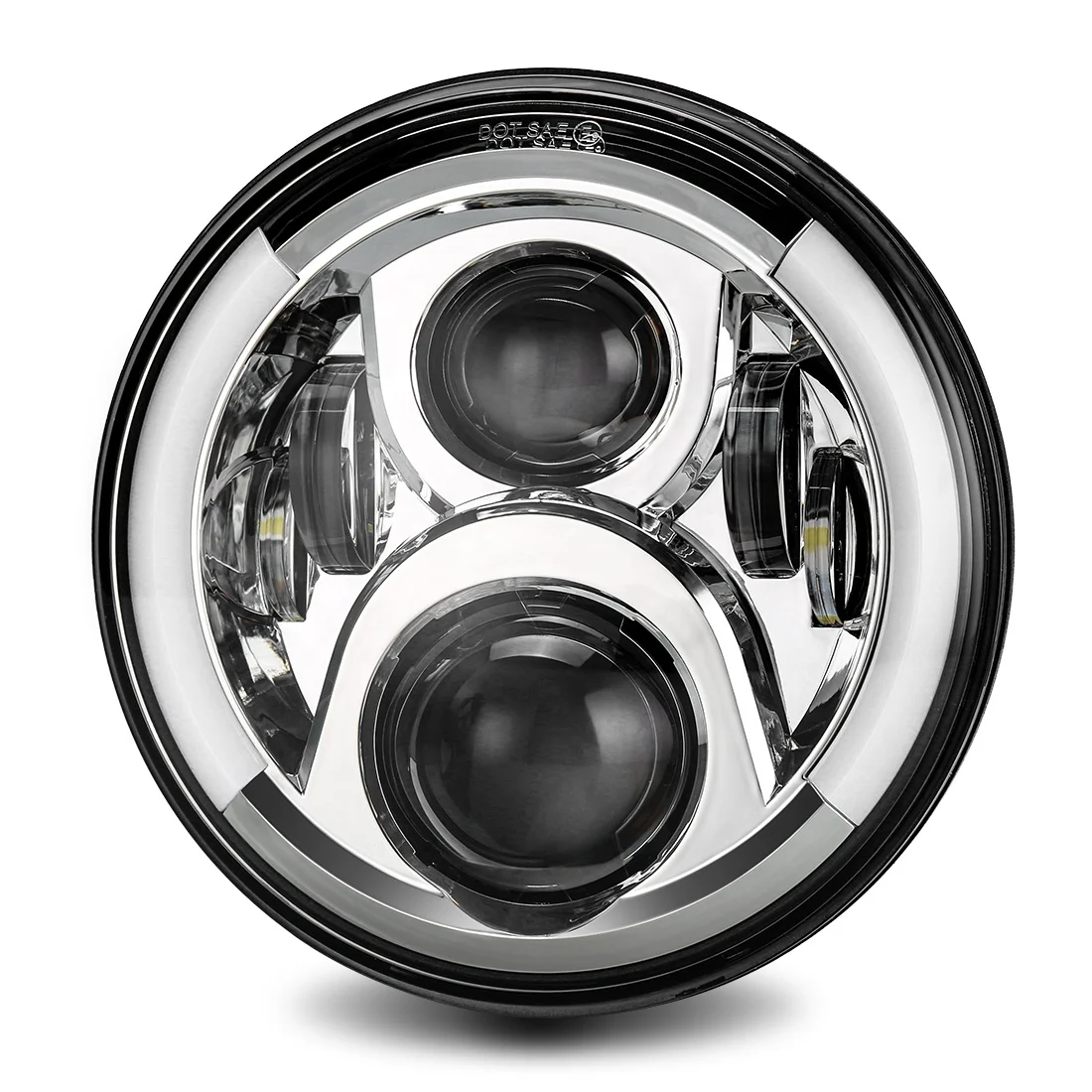 

Double Turn Signal Light with White DRL Halo Led Headlight 7 inch
