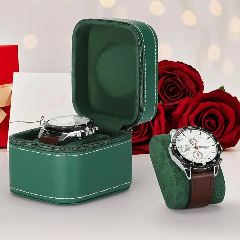 Travel Watch Case ⌚ Single Watch Case – Leather Watch Travel Case with Removable Cushio... - SKU TWC01106 - UGI Packaging