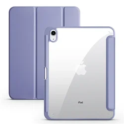 Premium iPad Case with Pen Holder and Clear Acrylic Back for iPad Air 5 Air 4 (Lavender gray)