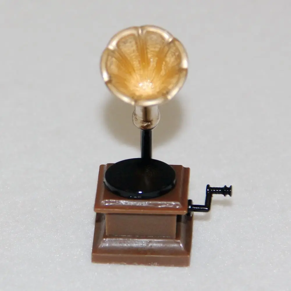 1:12 Mini Phonograph Mode Miniature Dollhouse Alloy Mental Gramophone Dolls House Furniture Decoration Dollhouse Kit homdd phonograph spray fan desktop air conditioning fan wireless miniature double blade