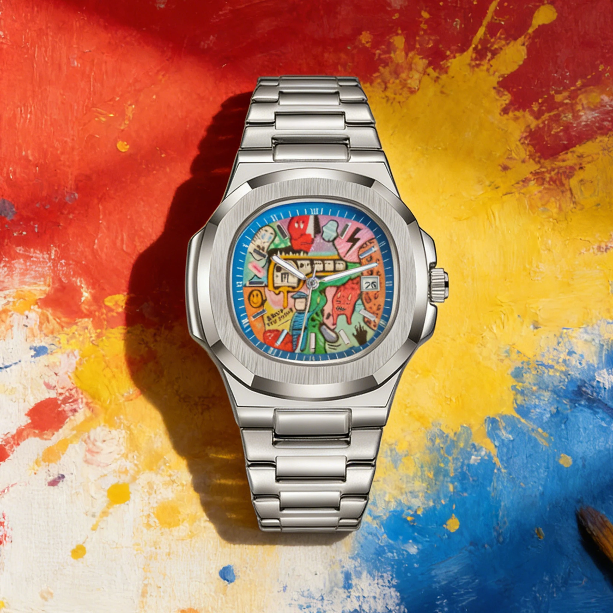 Premium Hand-painted Men's Wristwatch - Trendy and Fashionable Design