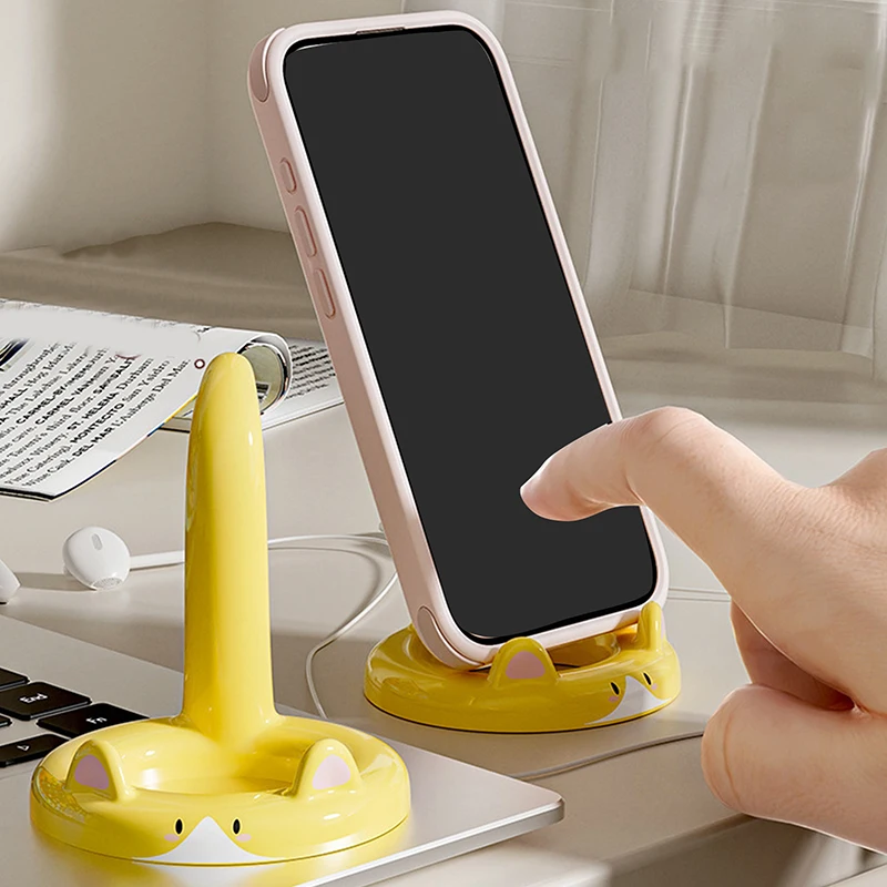 Adorable Cartoon Cat Desktop Phone Holder - Creative Decorative Ornament