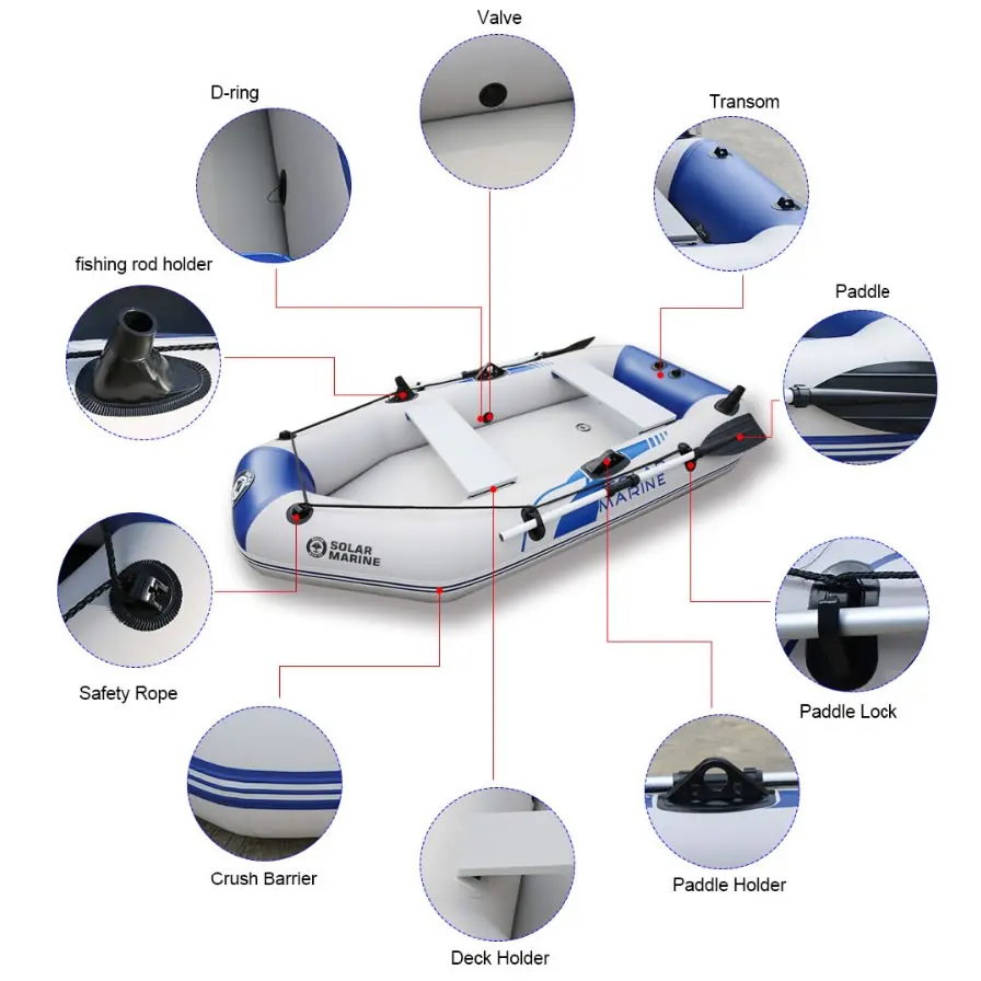 3 Layers Laminated Wear-Resistant Kayak Fishing Boats with Air Deck Set for Three Independent Air Chambers PVC Inflatable Boat