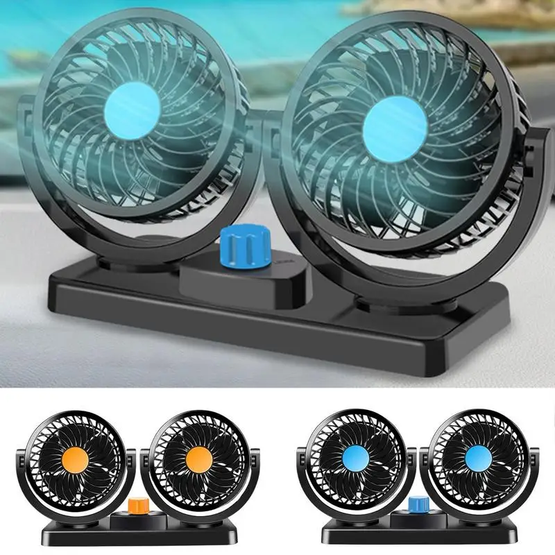 

USB Fan Portable Vehicle Fan Dual Head Electric Fan For Dashboard Auto Cooling Dual Purpose Silent Fan For Interior Accessories