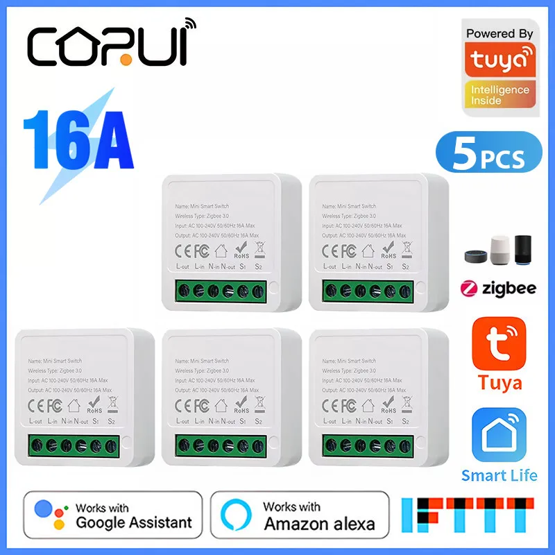 

CoRui Tuya Zigbee Smart Switch Hub Gateway Support Two-Way Control App Remote Voice Control with Smart Life Alexa Google Home