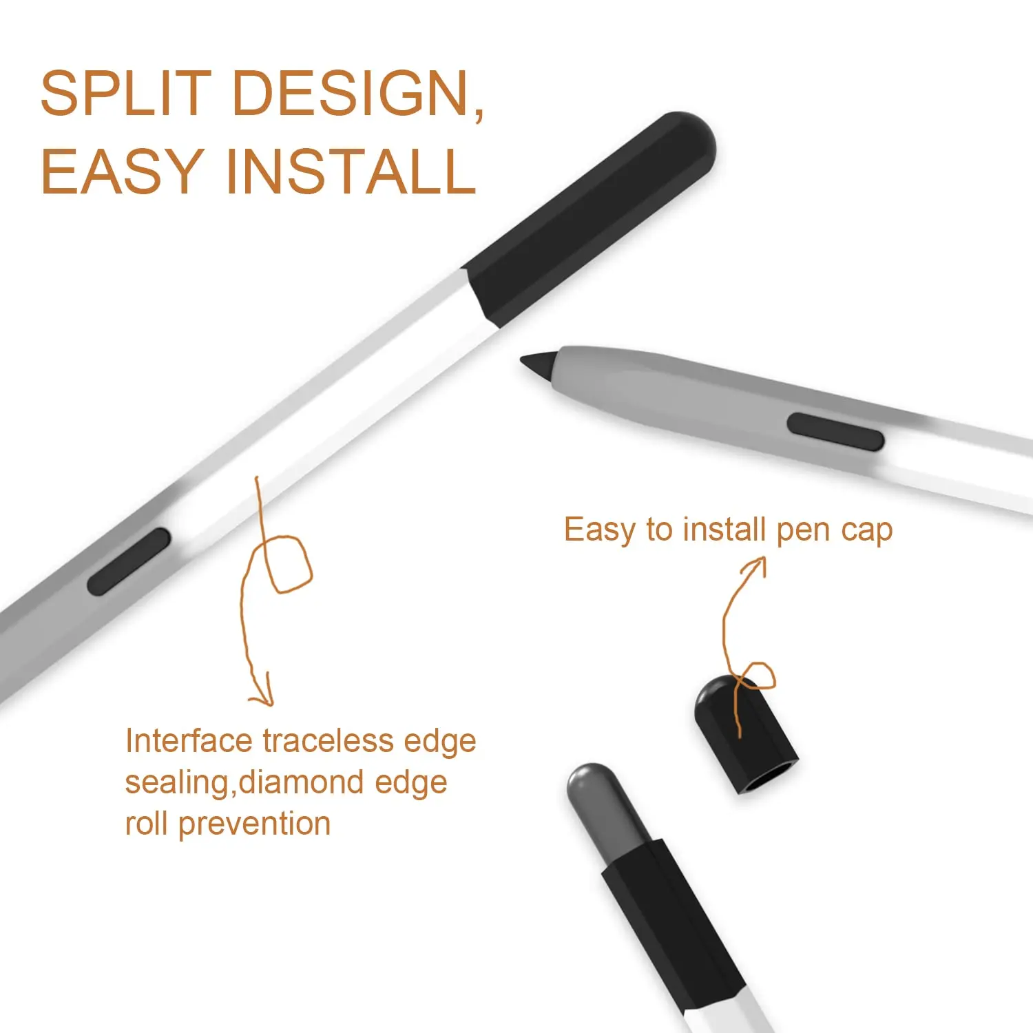 Silicone Sleeve Case with S Pen Holder and Dual Caps - Protective Skin Cover