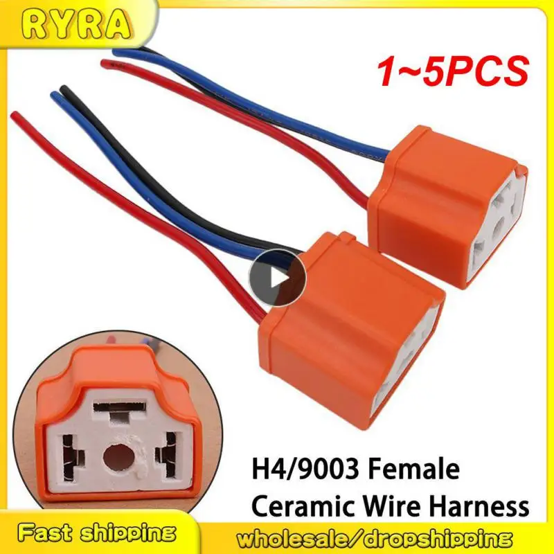 

1~5PCS New Arrival H4 Car Female Ceramic Headlight Extension Connector Plug Light Wire Socket car light accessries