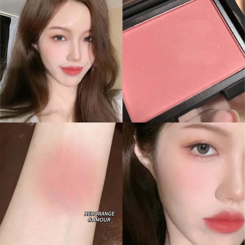 Silky Touch Monochrome Powder Blusher Natural Nude Peach Delicate Makeup Long-lasting Low Saturation Matte Facial Rouge Palette 5