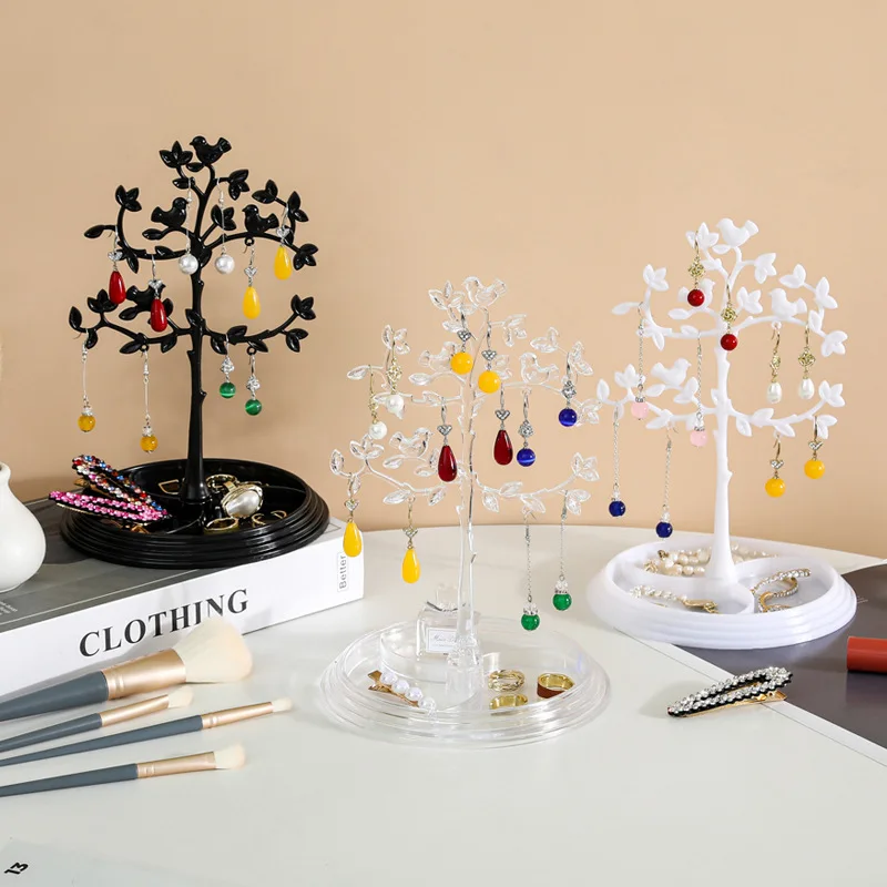 Bird Tree Jewelry Display Stand Cute Rings Earrings Bracelet Keychain Hairpin Necklace Hanger Rack Home Dressing Table Women 9pcs practical assembly home organizer rings bracelets display jewelry storage hooks wall mount stand necklaces holder