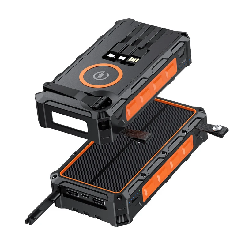 무선 파워뱅크 20000mAh 핸드 크랭크 충전 캠핑 용품 휴대용 충전기 케이블 라이트 태양광 충전 아이폰 17용
