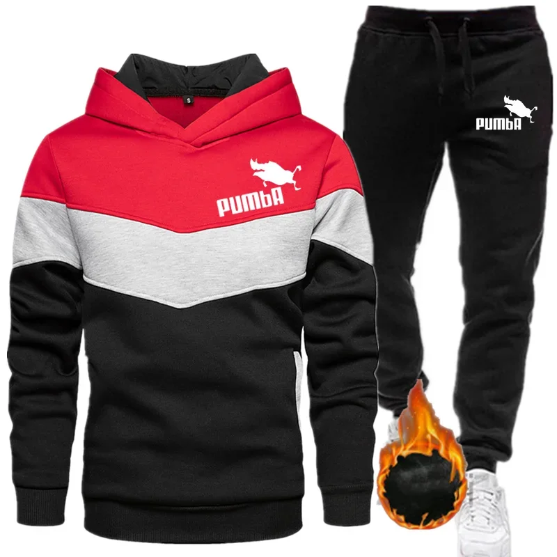 

Мужская повседневная спортивная одежда на осень и зиму 2024, модные мужские спортивные брюки Толстовка для бега + с принтом, теплая уличная одежда из двух предметов