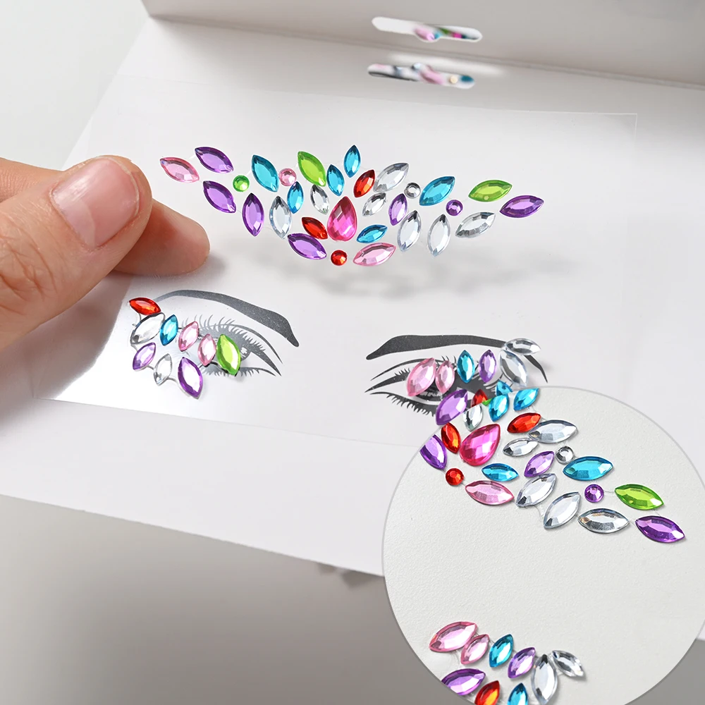 Adesivi 3D per il viso con strass per il viso per il Festival Adesivi 3D per il viso con strass per il viso per il Festival