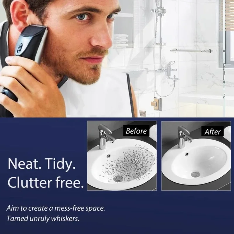 Man Shave Beard Apron Black Hair Shave Apron Ib Trimmer Holder Beard Catcher Waterproof Household Household Cleaning Tools 5