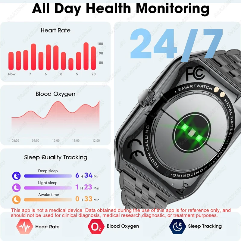 2025 Nuovo Smartwatch da 0,25 pollici Ultra-sottile Bluetooth Chiamata Monitor di salute Orologio IP68 Impermeabile 100 Sport Braccialetto intelligente per Xiaomi - immagine 2