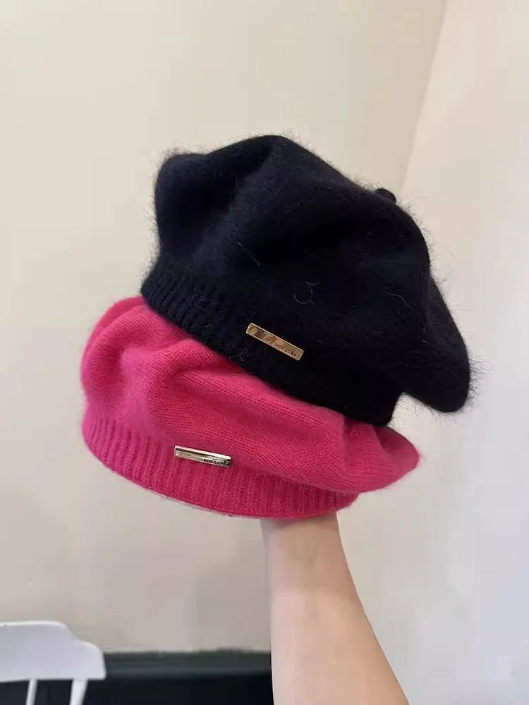 Korean Version Rabbit Fur Beret for Autumn Winter