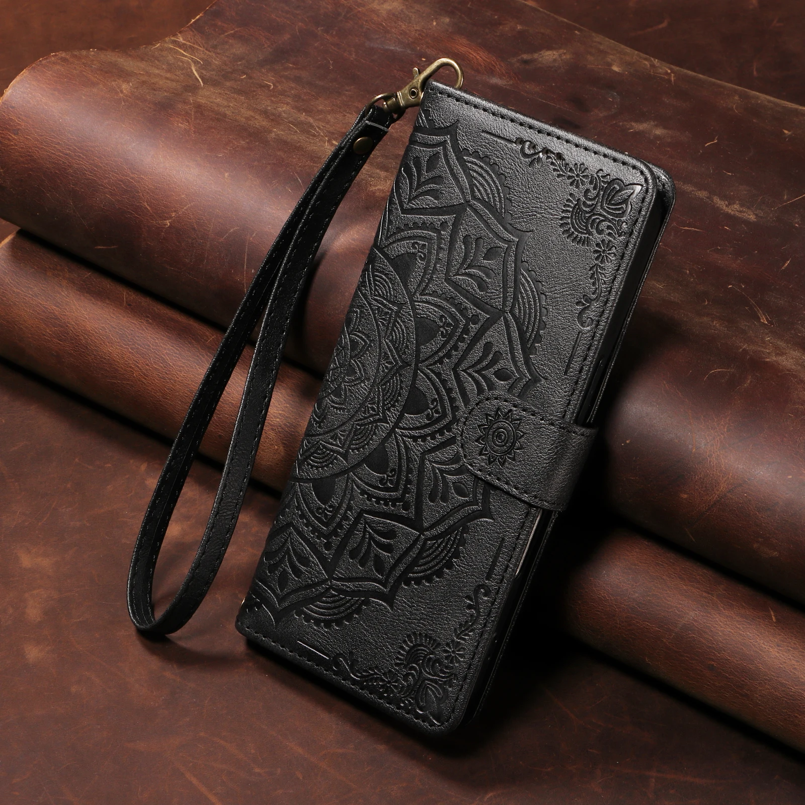 Datura Leather Wallet Cover Strap Phone Case