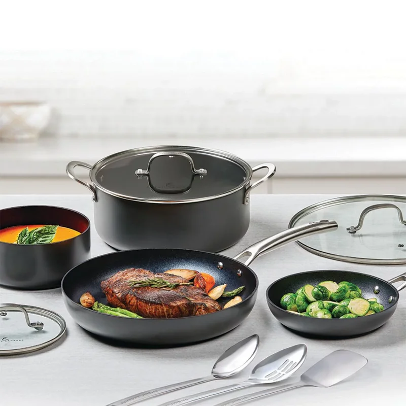  Emeril Everyday Lagasse Kitchen Cookware, Forever Pans, Pots  and Pans Set with Lids, Hard-Anodized Nonstick, Black (13 Piece Set): Home  & Kitchen