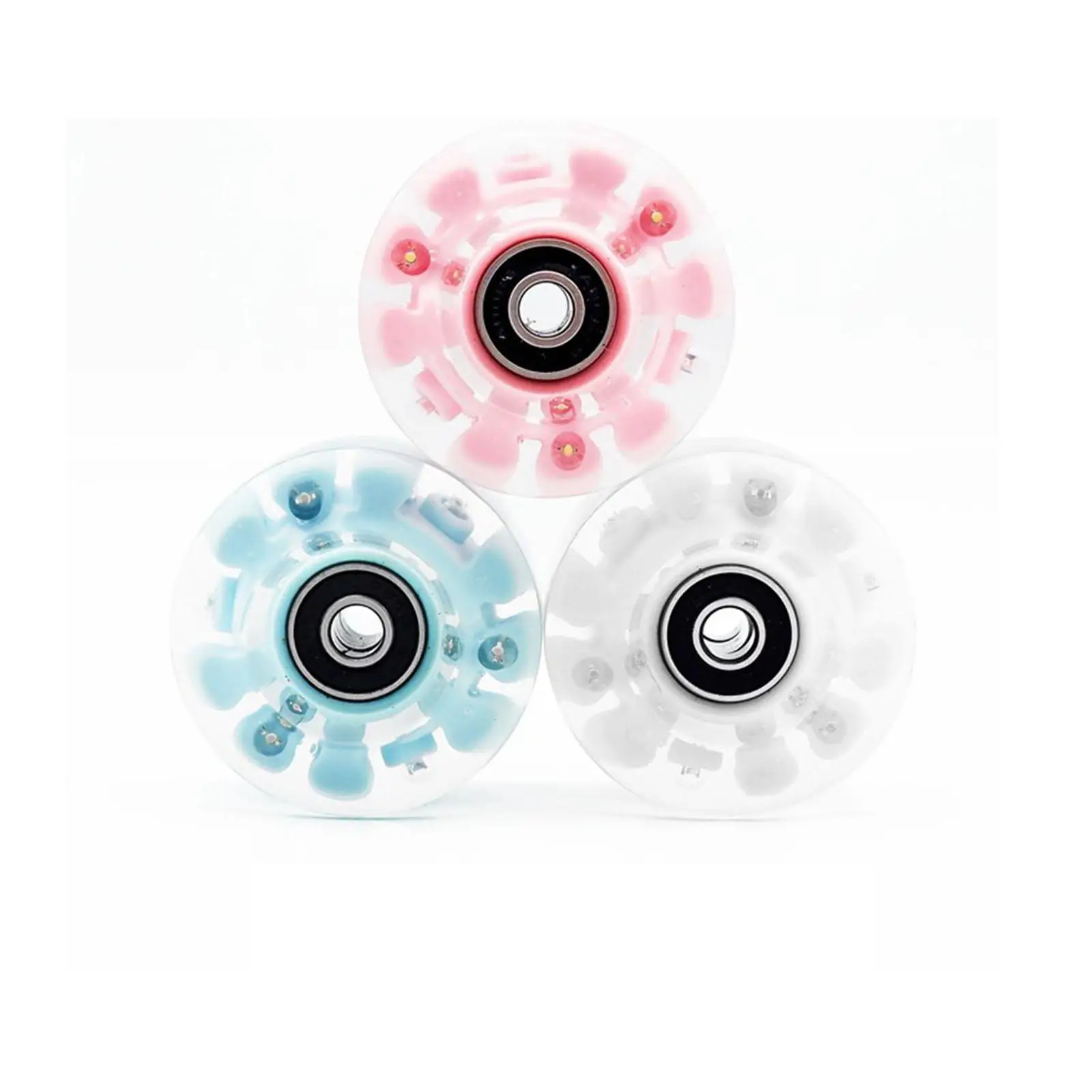 8 Pieces Luminous Roller Skate Wheels 82A Hardness Indoor with Wrench Parts Outdoor with Bearings Light up Roller Skate Wheels