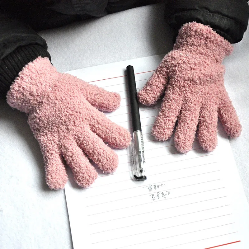 Lamb Fleece Children Gloves Winter Thick Kids Plush Glove 5-11year Girl Boy Hand Warmer Solid Color Baby Five Fingers Mittens 장갑 3