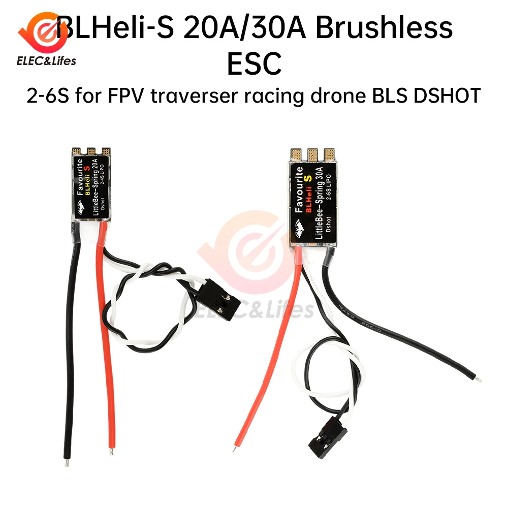 Micro ESC 20A/30A installé sur un drone RC, fixation avec bande adhésive double face