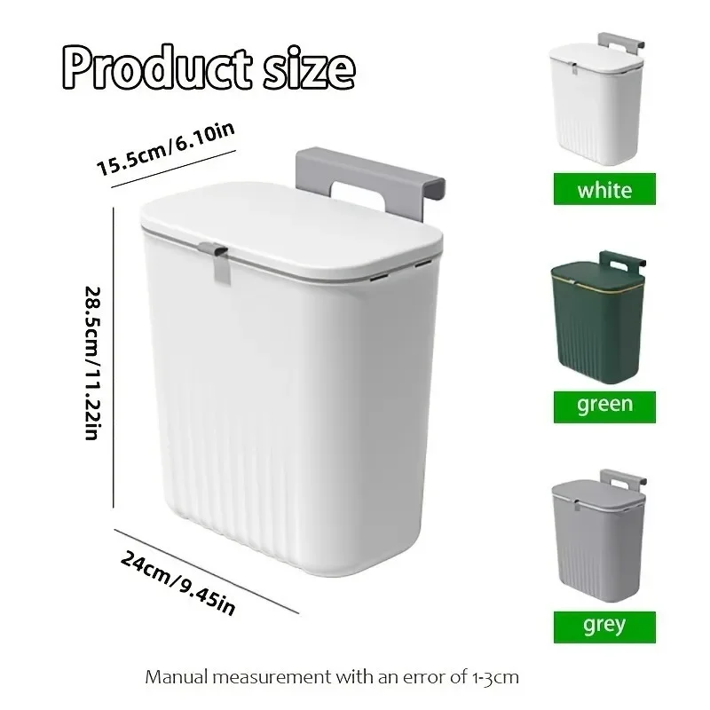 1pc Wall-Mounted Kitchen Trash Can with Lid kitchen trash bin Space-Saving Pull-Out Design for Home & Commercial Use trash can