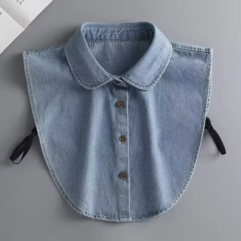 Fake Collar Detachable Collar Shawl Charm Denim Women Ladies False Collar Shirt Half Shirt Detachable Blouse Accessories