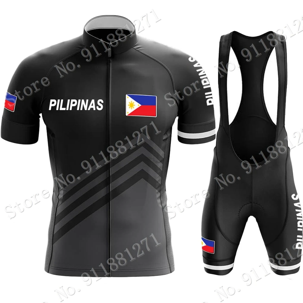 Philippines Cycling Jersey National Team Set Mens Short Sleeve Clothing Road Bike Shirts Bicycle Bib Shorts MTB Suit Wear
