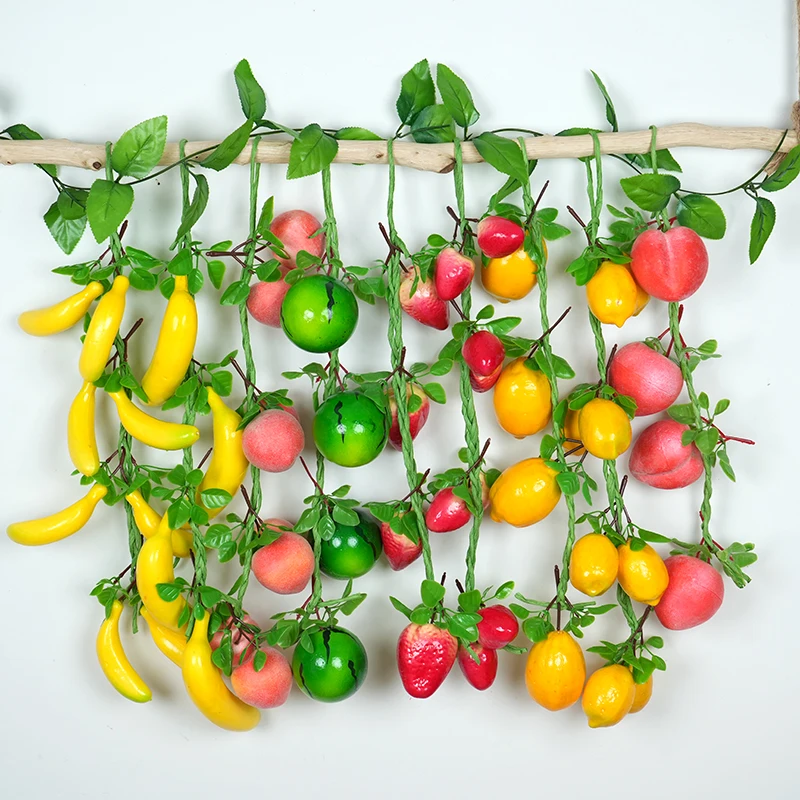 Simulation Fruit String Banana Strawberry Peach Lemon Restaurant Kitchen Festival Party Decoration Photography Props