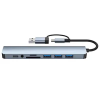 USB C Hub USB Splitter 8 in 2 USB Extender USB 3.0 Type c Dock Station TF/SD Card Reader High Speed OTG Adapter for Macbook PC 1