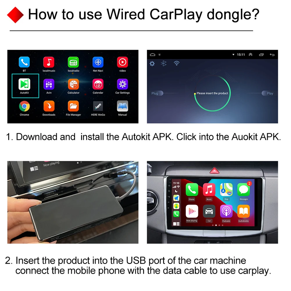 USB Wired/Wireless CarPlay Dongle Wired/Wireless Android Auto Adapter Mirrorlink Bluetooth Auto Connect For Android Car Stereo