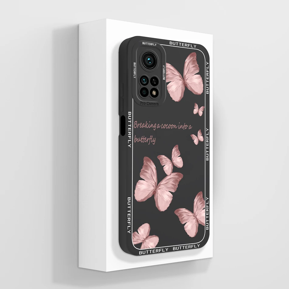 Black Butterfly Liquid Silicone Full Protection Case