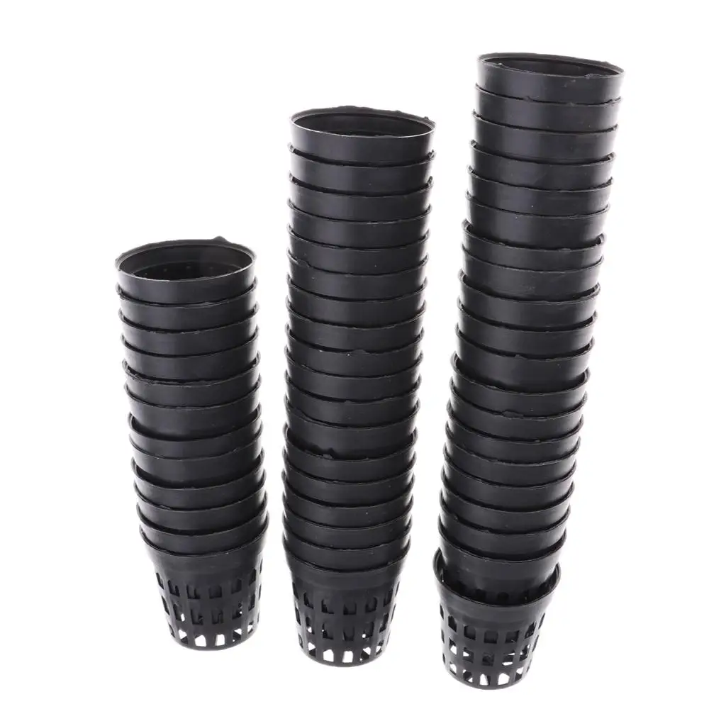 50pcs Round Plant Planting Basket Aquatic Net Slit Pot Hydroponics Planting