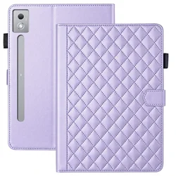 Elegant PU Leather Wallet Tablet Cover - Fashionable Protective Case in Chic Design for Tab P12 12.7 2023 (Purple)