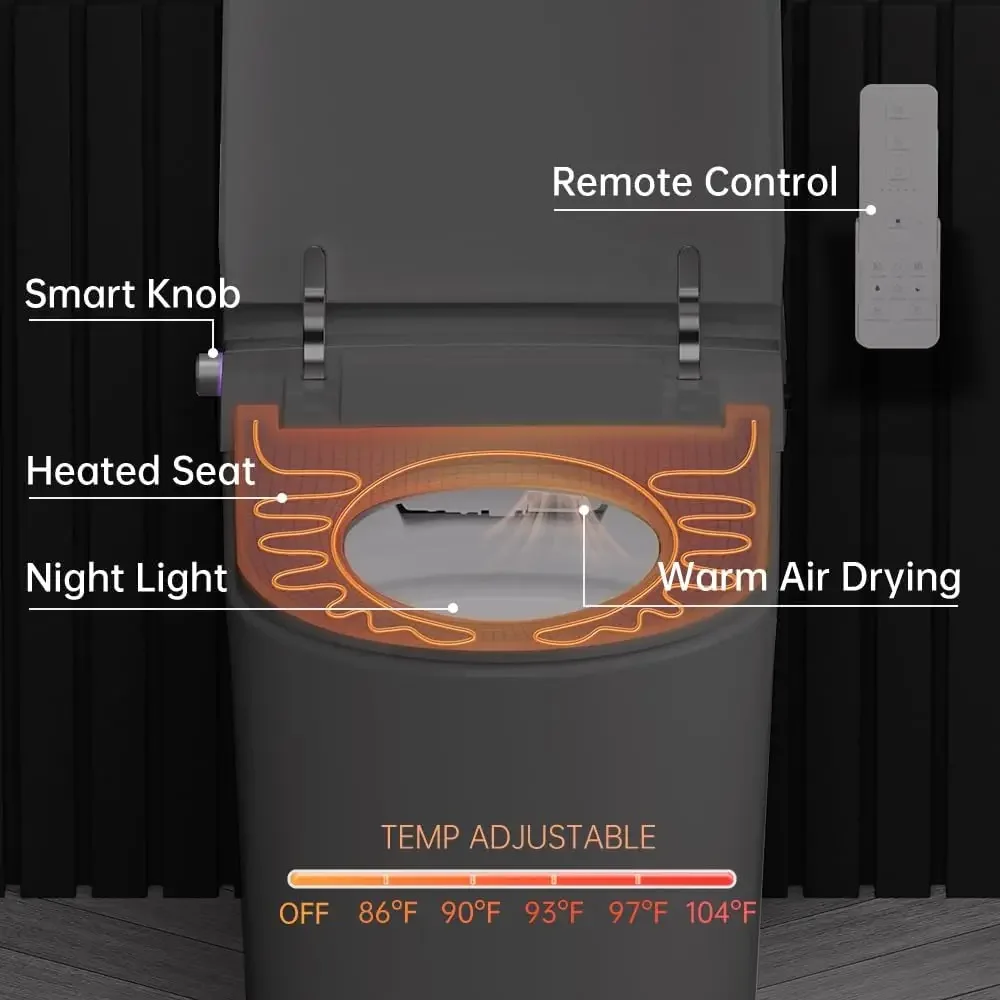Smart Toilet with Tank and Bidet Built-In Auto Open Close Blackout Flush Auto Flush Heated seat Foot Sensor Operation