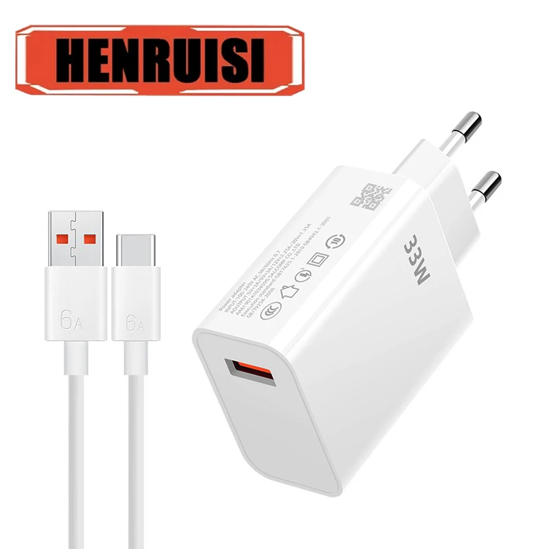 33W USB Charger Fast Charging EU/US Plug Wall Charger Type C Cable For Xiaomi Redmi K30 K40 iPhone 15 Quick Charge Phone Adapter power adapter cellphone adapter power charger