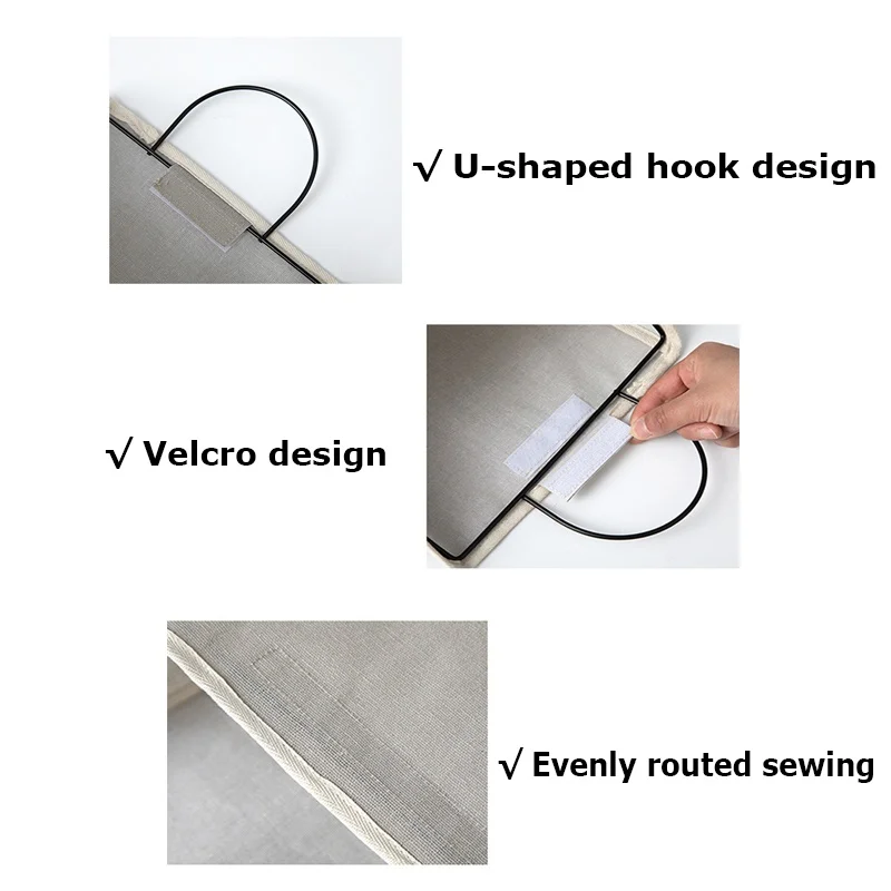 1Pcs Wall Mounted Storage Bag Fabric Hanging Basket Bedroom Organizer Bag Book Magazines Phone Holder Hook 5