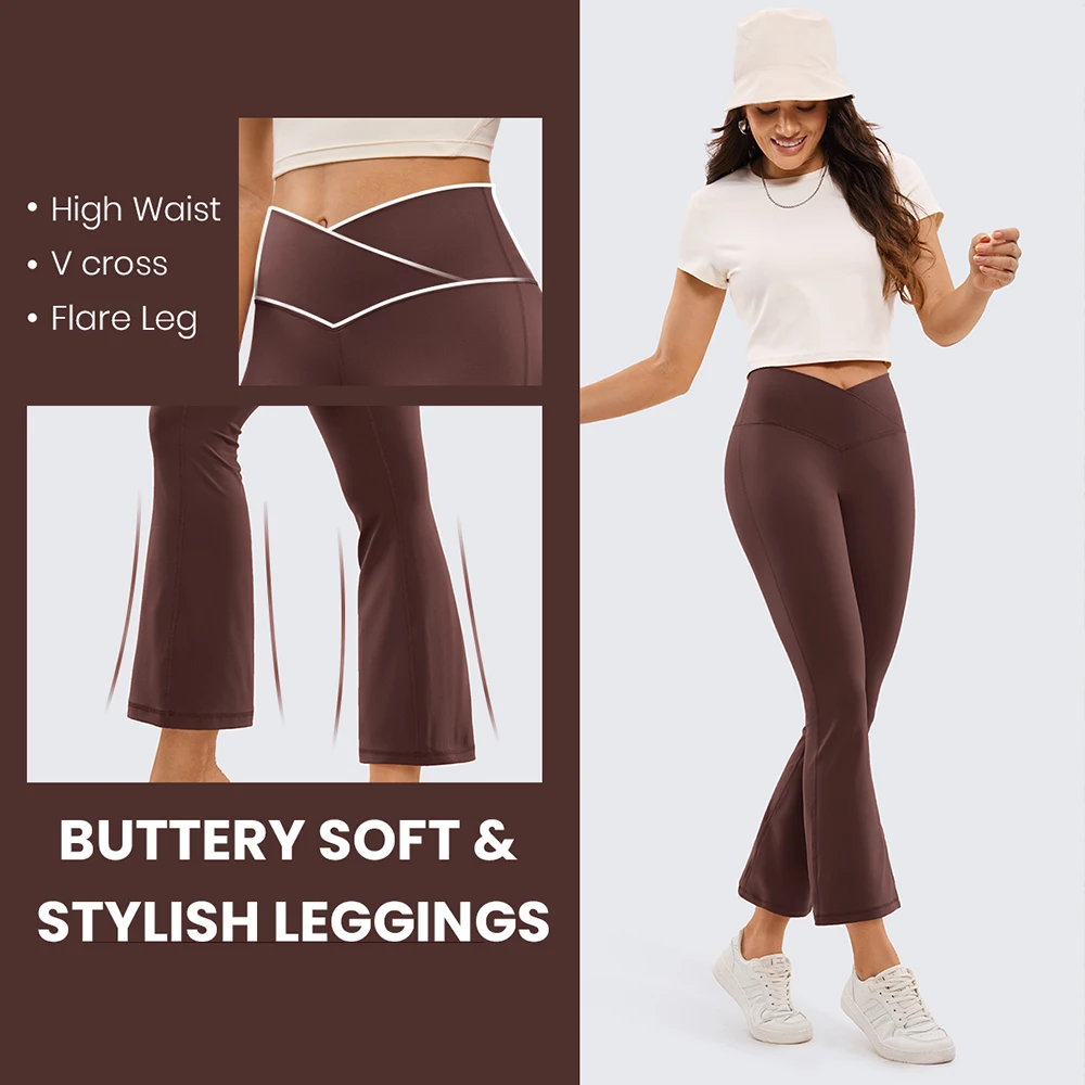 CRZ YOGA Womens Butterluxe Flare Leggings 25.6 - High Waist V Cross