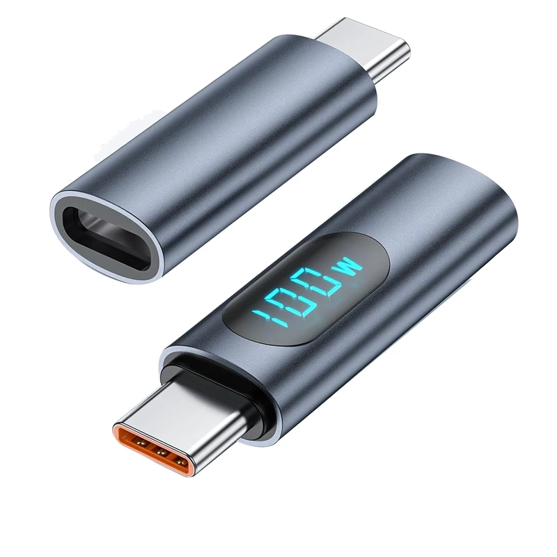 USB C 어댑터 LED 디스플레이 PD 100W 수-암 고속 전원 계량기 테스터, USB-C 충전기 모니터 확장 어댑터, 내구성, 2 개
