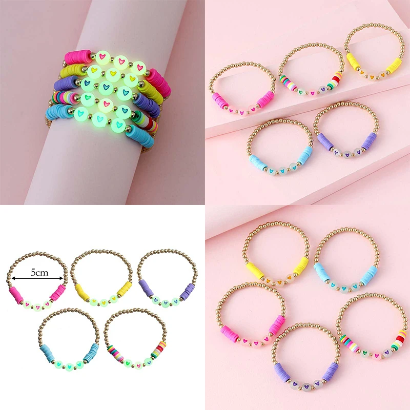Colorful Love Heart Rainbow Charms Bracelet For Girls 12 Styles Of