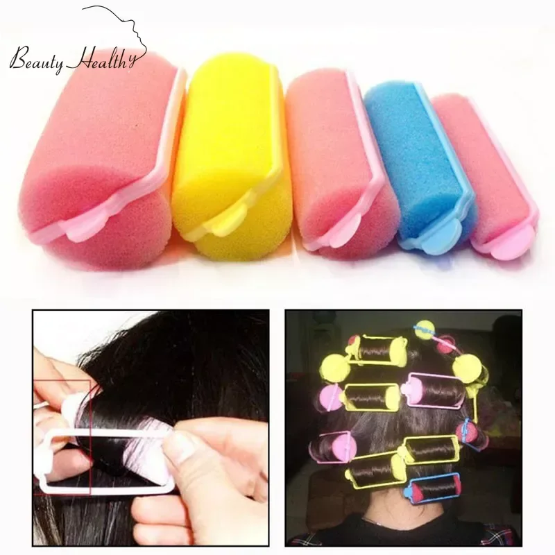 Hair Styling Tool Hair Curling Tools 12Pcs Buckle Soft Sponge Foam Hair Curler Roller Easy Curling Styling Salon Barber Hairdressing Hairstyling Twist