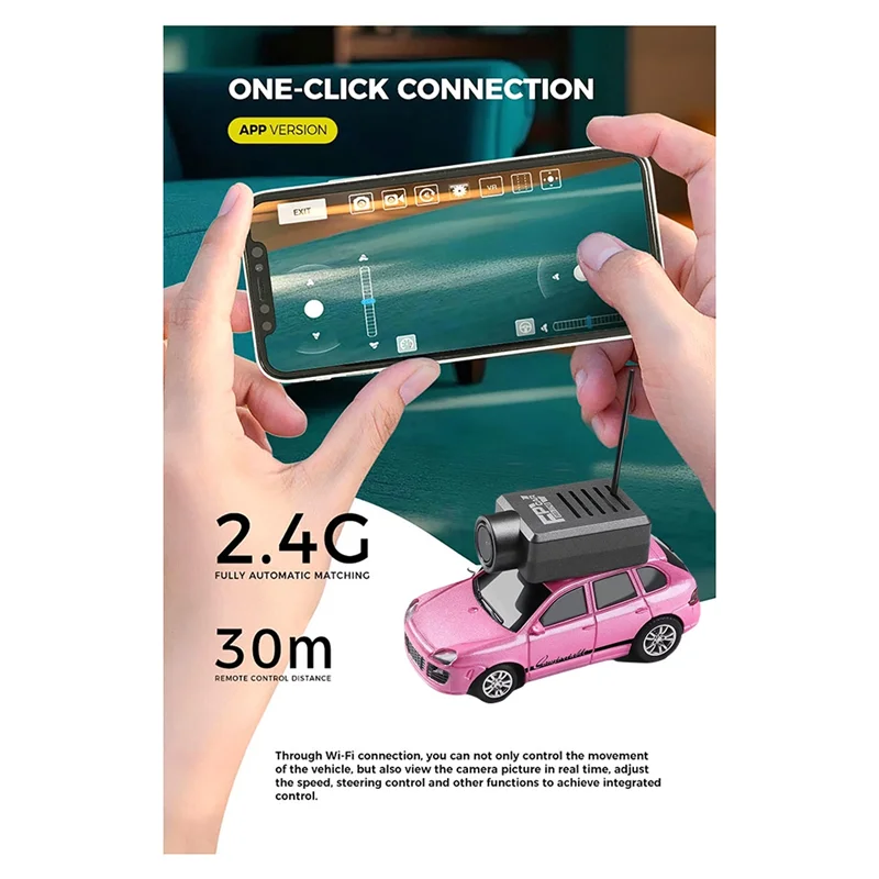 6401 FPV RC 자동차 1:64 와이파이 앱 제어 720P FPV 카메라 2.4G 리모컨 키트 FPV VTX 미니 레이싱카 A