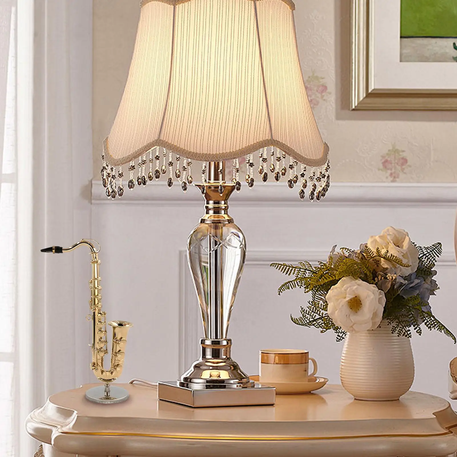 Saxophone Model Miniature Saxophone Model Collectible Musical Instrument With Stand Case For Display Home Decoration Christmas