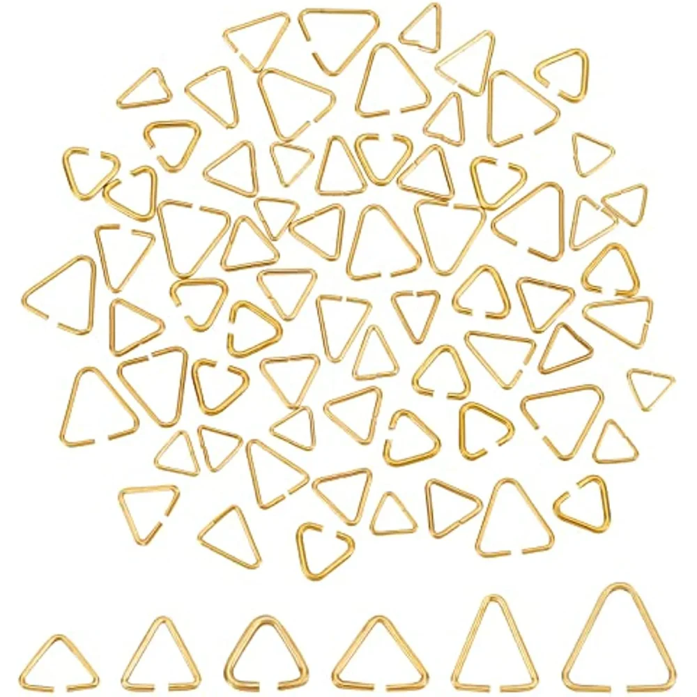 600Pcs 6 Styles Triangle Open Jump Ring Brass Jump Rings Golden Split Rings Connectors Clasps Hooks Jewelry Making Findings