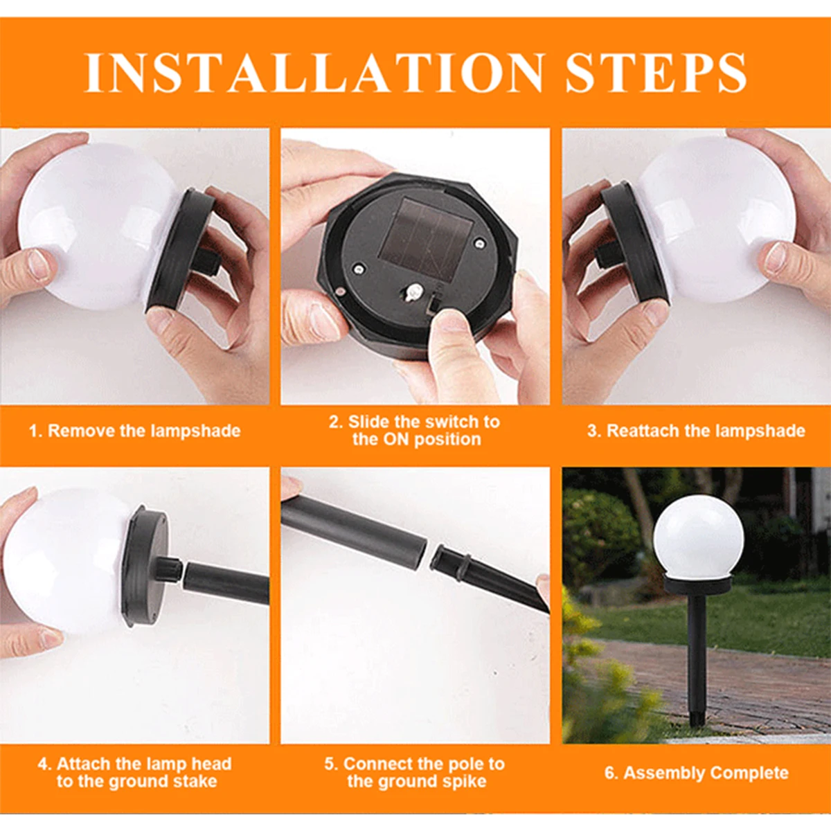 Description Picture 4 of item10Cm LED Globe Lawn Yard Lamp Solar Lights Warm White For Waterproof Exteriors LED Lighting Outside Garden Gardening And