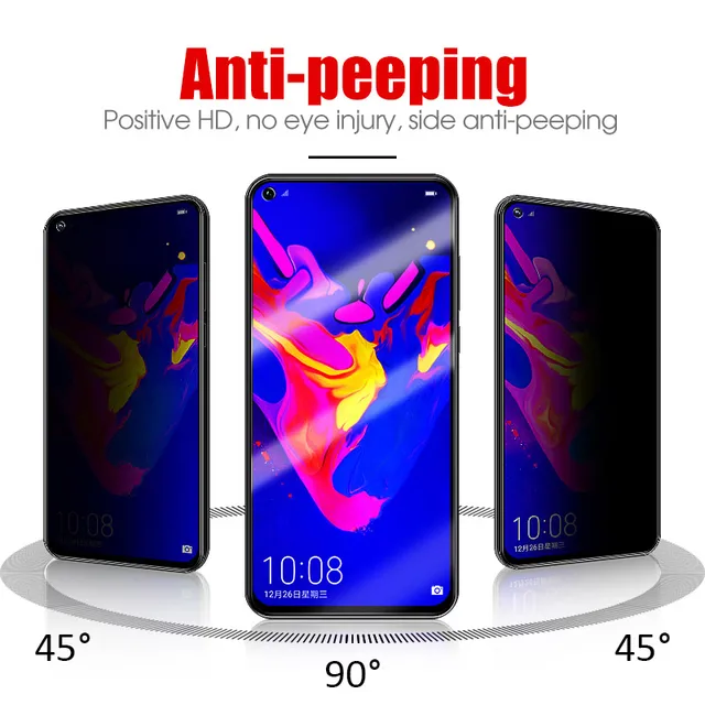 Full Cover Pravicy Screen Protector For Realme X X2 X3 X7 XT 50 6 5 Pro E3  V3 Q 5i 6i Anti Spy anti peeping Tempered Glass