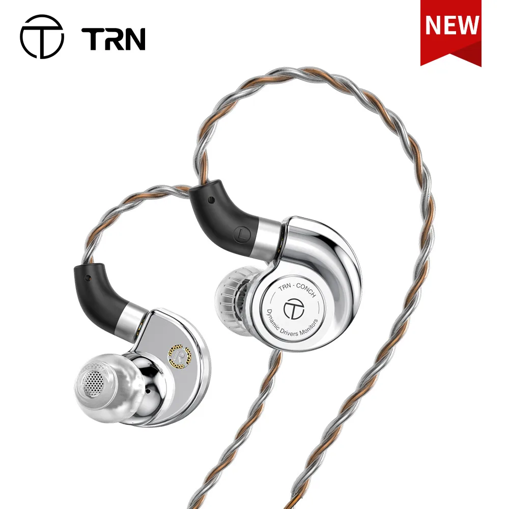 Trn Conch-alto Desempenho Diafragma Dlc Dinâmicos Fones de Ouvido Hifi In-ear Monitor com Cabo Destacável para Audiófilo e Músico