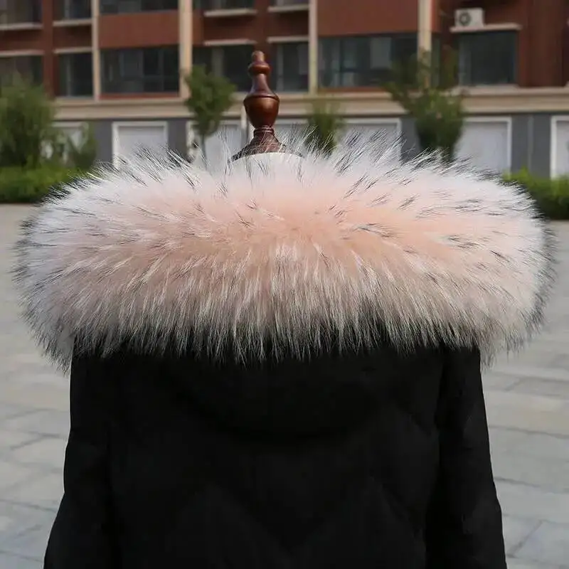Natural Fur Collar Real Raccoon Fur Women Scarves Winter Coat Neck Cap Trim Long Warm Scarf