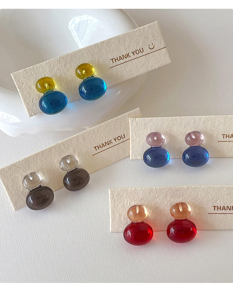 2026 Kontrastfarbene, hochtransparente Harz-Ohrstecker | Koreanischer Niedlicher Stil, hypoallergen | Weihnachtlicher Bohemian-Party-Schmuck – Detail 9